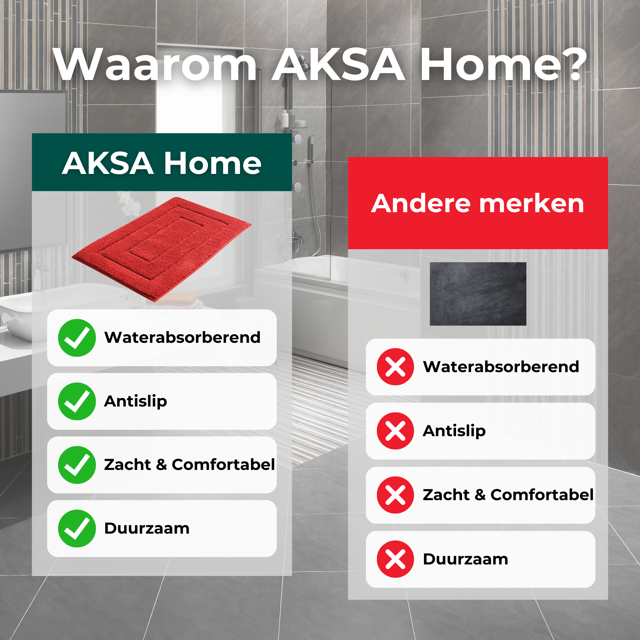 Badmat Pure Luxe - 50 x 80 cm - Rood